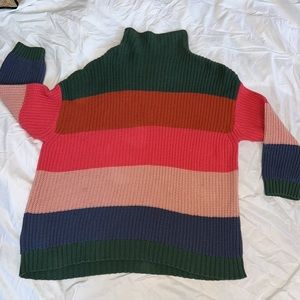 American Eagle Mock Turtleneck Colorblock Sweater